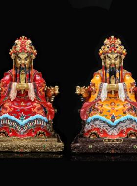 纯铜锦雕五爷神像家用供奉广济龙王菩萨财神爷像体摆件