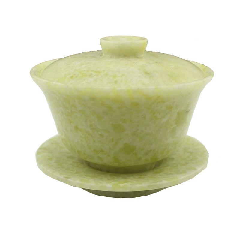 天然蓝田玉玉石茶具茶壶盖碗玉器阿富汗玉玉茶具茶杯工艺品摆件