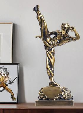 李小龙铜摆件雕像模型纪念品收藏送礼办公室桌面书房拳击武馆装饰