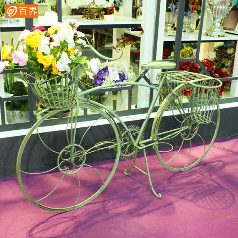 新款直销花架家居摆件拍摄装饰大自行车婚庆摄影装饰铁艺橱窗道具