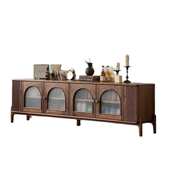 北美黑胡桃实木电视柜樱桃木原木家用小户型客厅拱形门创意视听柜