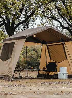 户外帐篷露营津带天幕两用雨帐篷牛布双层暴野营YLCC-87小屋帐防