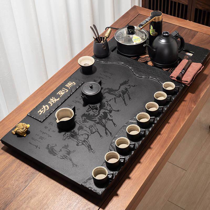 天然乌金石茶盘全自动上水电器一体烧水壶家用功夫茶具套装石茶台