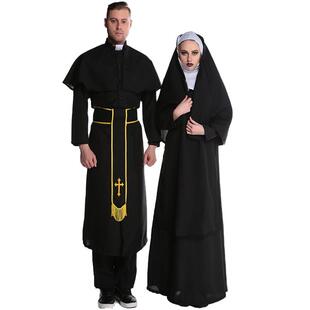 couple female costumes priest Male nun and