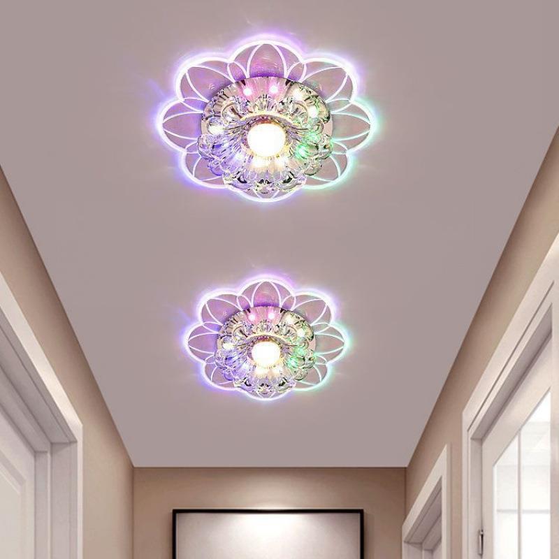 水晶LED过道灯走廊灯筒灯入户灯阳台天花灯七彩玄关灯吊顶灯