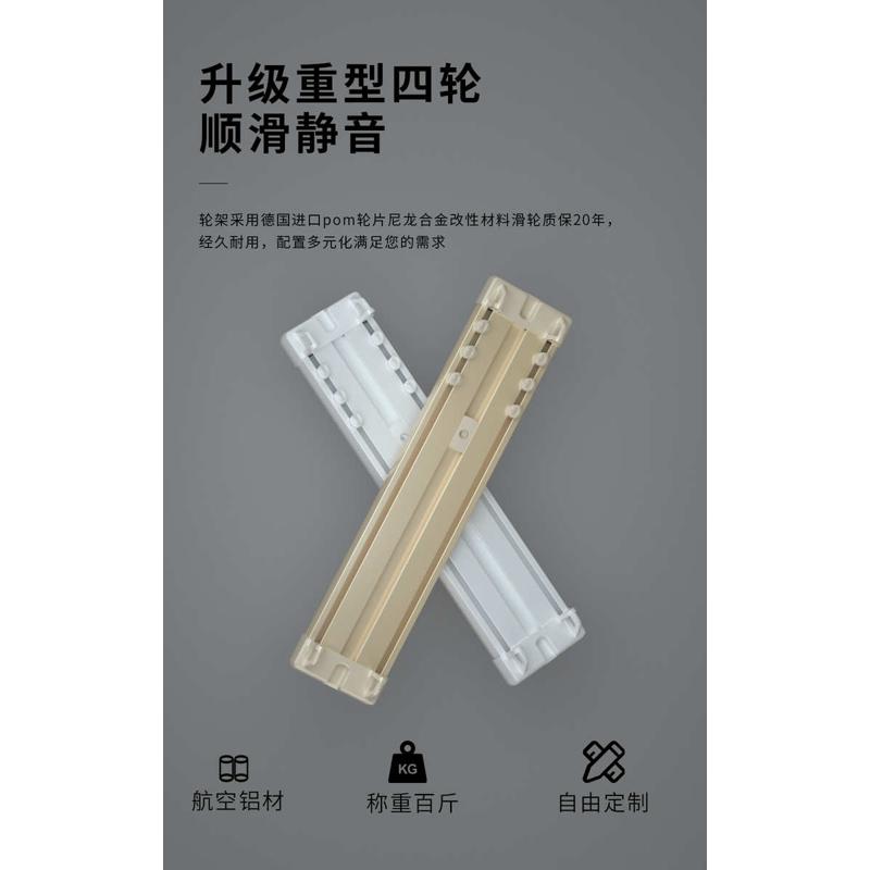 1VPK双层窗帘轨道顶装窗帘盒双轨静音窗帘杆导轨滑轨滑道一体式