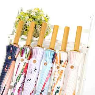 复古仿油纸轻阳两伞女超防雨防锈竹QAM子太阳伞24骨长柄晴遮雨用