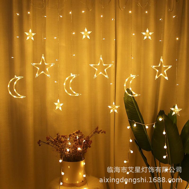 LED线灯月窗帘星星星冰条灯灯网铜红EKS卧室婚庆圣诞节日装饰彩灯