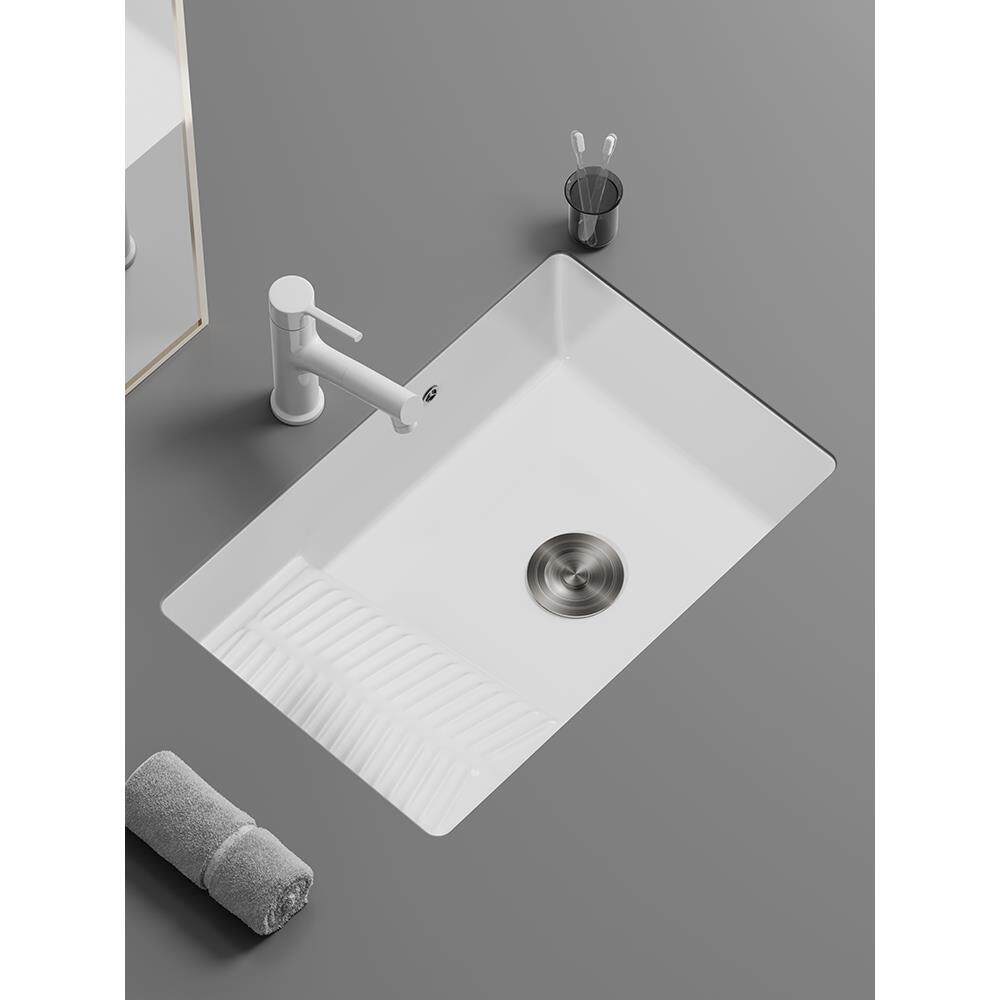 阳台陶瓷台面下盆洗衣池嵌入方形搓板，超大深度洗衣盆大水槽