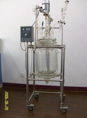 供应5升双层玻璃反应釜440＊320＊840mm实验室蒸馏萃取浓缩反应釜