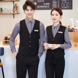 酒店服务员工作服秋男女职业马甲套装足疗KTV宾馆前台收银员工装