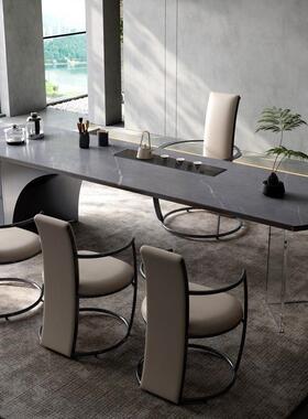 轻奢岩NCB板茶台高端客厅阳台泡待茶桌意极式轻奢简别墅茶接茶桌