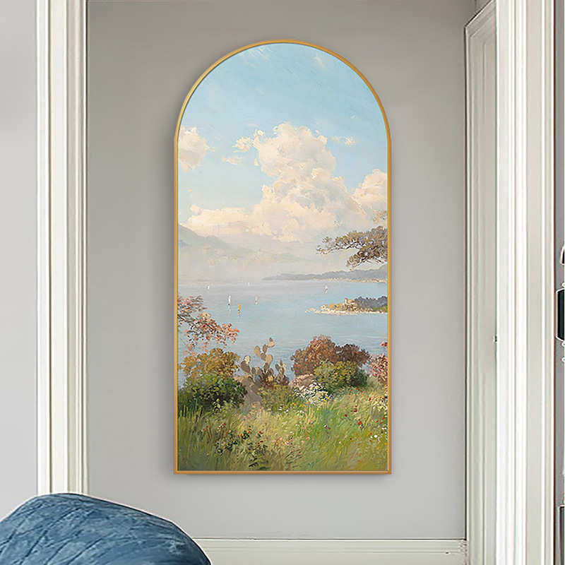 法式风景玄关挂画美式轻奢入户背景墙装饰画拱形竖版走廊过道壁画,家居饰品,现代装饰画,淘宝优惠券,粉丝福利购,淘宝优惠卷