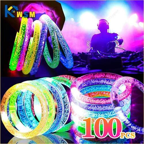 1-100PCS Halloween LED Acrylic Glow Bracelet Concert Support