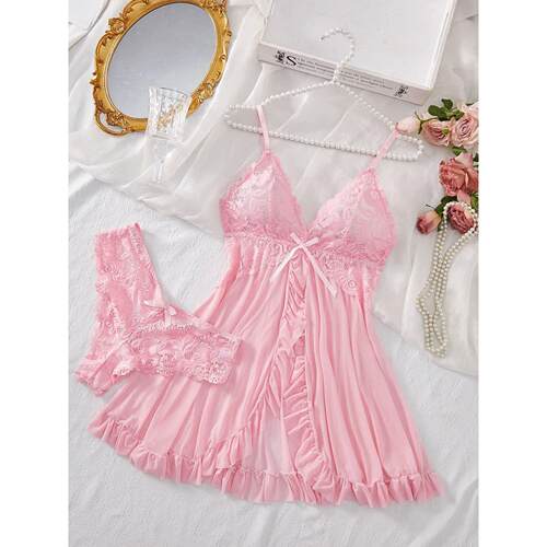 Sexy Lingerie Set Women Erotic Bra Nightdress Sexy Lace Slee