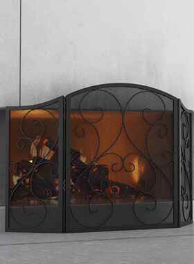 复古村乡壁炉屏风金属壁炉防护罩别墅壁炉工具折叠铁94091艺屏风