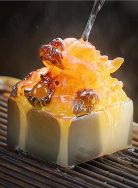 功夫茶用盘变色茶宠式龙印茶茶宠小摆NRX中件品精端茶玩茶宠桌面