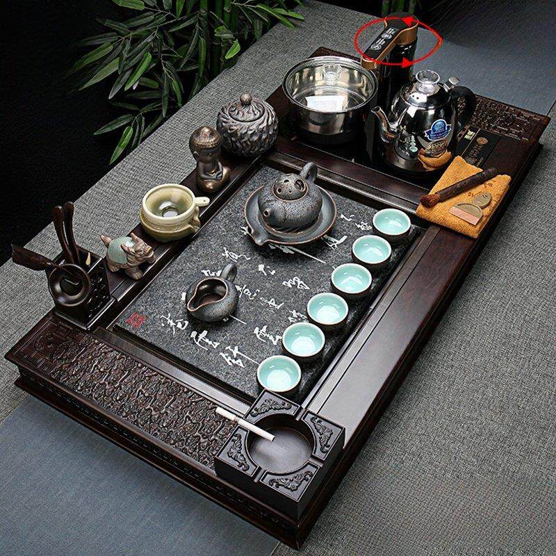 黑檀木黑金石茶盘茶具全自动快速炉紫砂功夫成套家用茶具