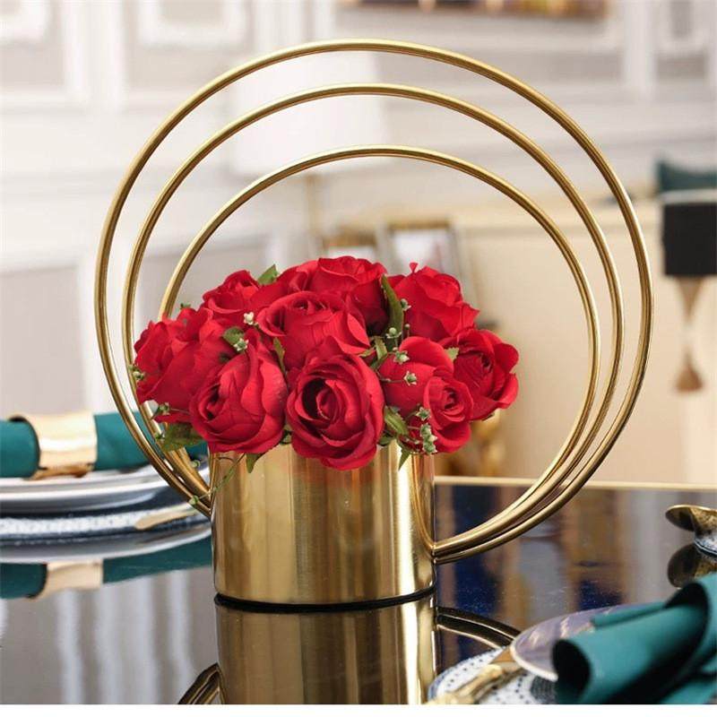 室内桌面器艺轻装饰圆形花盆电视柜插花花铁电镀摆件简约客厅奢,鲜花速递/花卉仿真/绿植园艺,花盆,淘宝优惠券,粉丝福利购,淘宝优惠卷