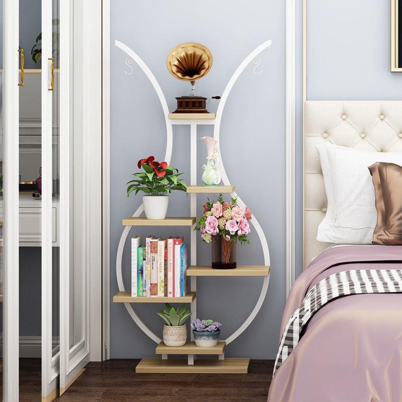 阳台花架客厅落地式层置物架花架家QWZ子室内用多盆铁艺花架带轮