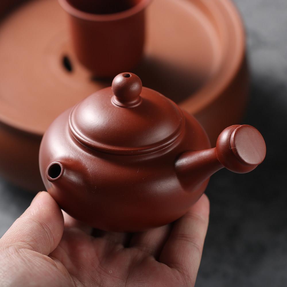 潮州红泥小侧把茶壶原矿手工急须壶朱泥家用中式茶具单人小品壶