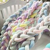 婴儿床麻花床围防撞床围栏软包ins风儿童拼接床围挡韩国打结床靠