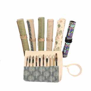 帆布油画笔帘 水粉水彩笔袋 卷笔帘 毛笔专用插笔袋 笔包 收纳袋