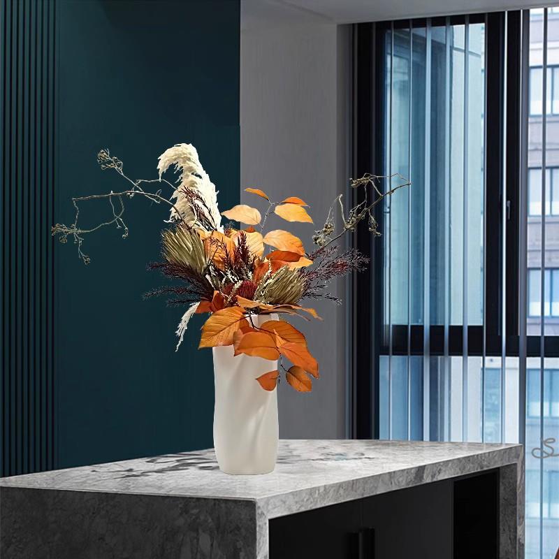 橙色生干永花束花酒700插店大堂前厅台花艺样板房客餐桌仿真花艺