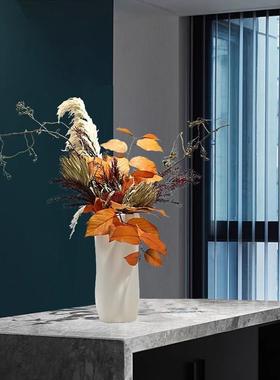 橙色生干永花束花酒700插店大堂前厅台花艺样板房客餐桌仿真花艺