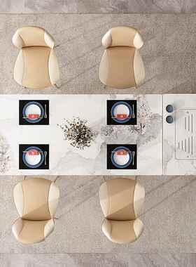 轻奢亚餐力茶台桌一克体现代约家XVZ用简岩板茶桌可移动岛台椅子