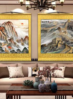 斗方正方形泰山日出东方山水挂画 画客厅风水装饰画 画玄关入户风