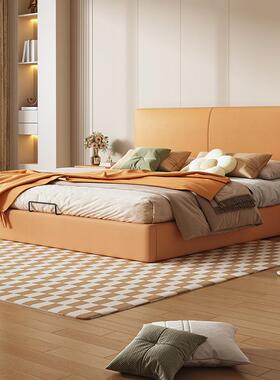 木极简薄C01-B13床头落实床现代轻地奢公中小户型寓软包奶油风卧