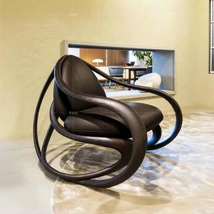 端意式 单人沙发摇椅网红创意BAL阳客台闲躺椅高厅设计师胡桃木休