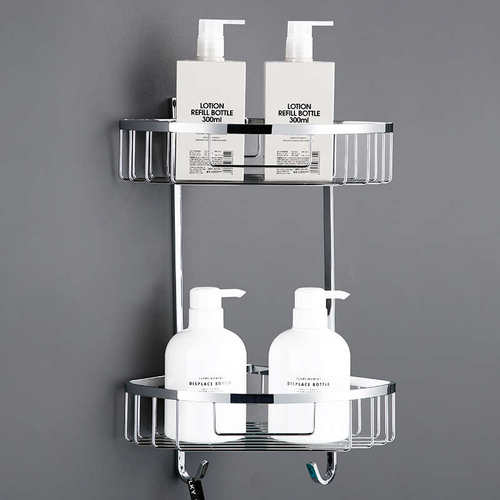 德国全铜实心三角篮 双层置物篮 两层置物架浴室挂件角架