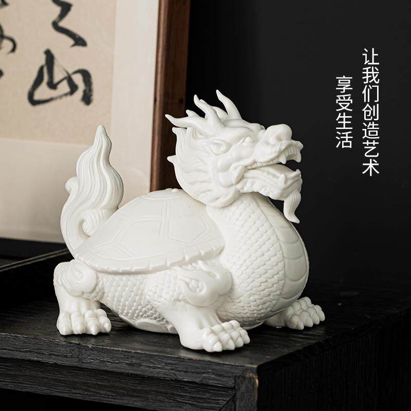 白瓷龙龟精品陶瓷摆件茶宠可养茶玩茶桌茶台装饰品茶具配件茶宠