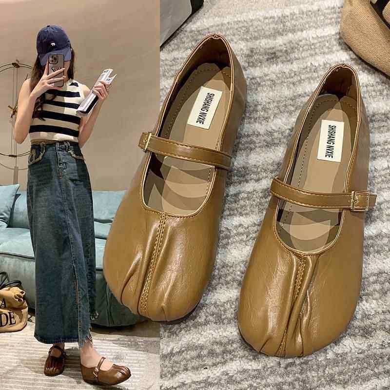 春季褶皱奶奶鞋女2026新款百搭平底软底豆豆鞋浅口玛丽珍单0117z,女鞋,浅口单鞋,淘宝优惠券,粉丝福利购,淘宝优惠卷