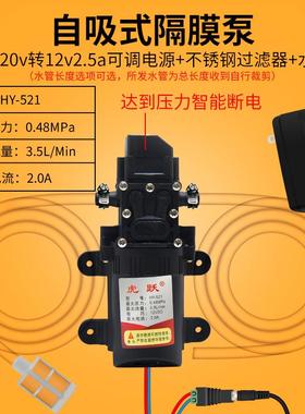 直流微型水泵12v自吸泵隔膜高压洗车增压专用220V抽小水泵自吸式