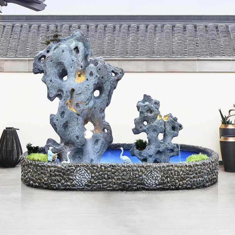 太湖石中式户院庭假山流水摆景件鱼池阳ACQ台花园造装饰入外布置