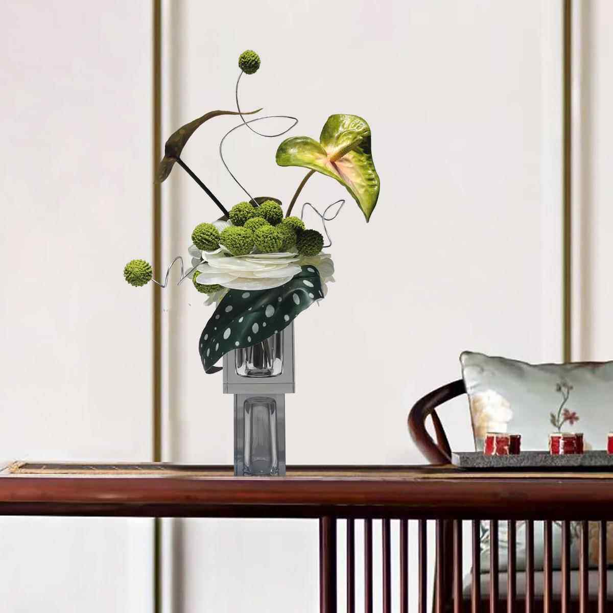 花现轻奢水晶花瓶仿真艺摆件居客厅家餐桌代茶几假花绿植1217摆设