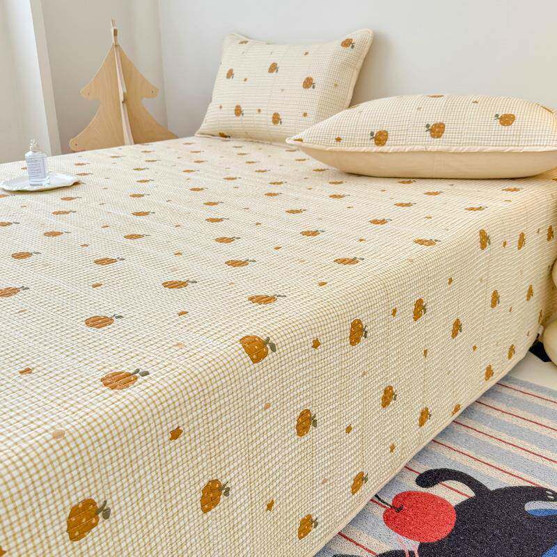 纯棉水洗棉宝宝床盖多功能夹棉床单全棉榻榻米床褥子被罩家纺