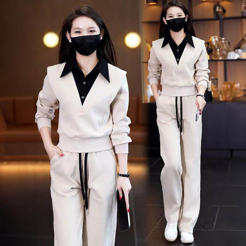 休闲运动服套装女春秋2026新款时尚气质显瘦长袖卫衣阔腿裤两件套