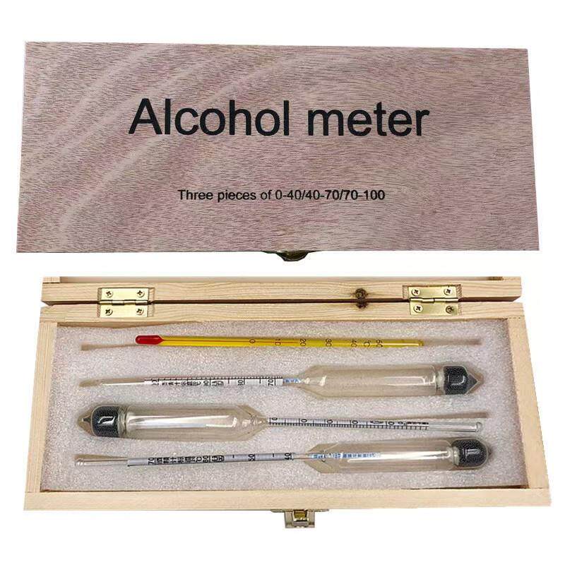 出口跨境酒精计三支组英文俄文套装带试管白酒自酿酒度计浓度计