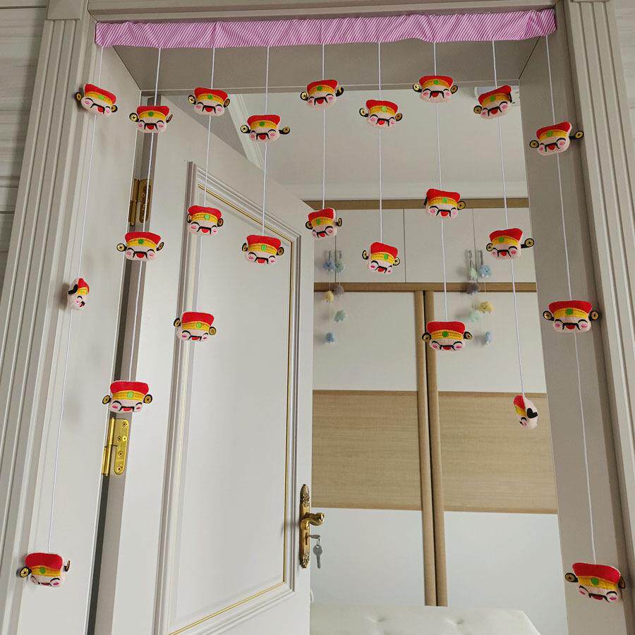 2025年新款房门可爱挂饰小门帘隔断吊帘线帘少女粉色桃爱心免打孔