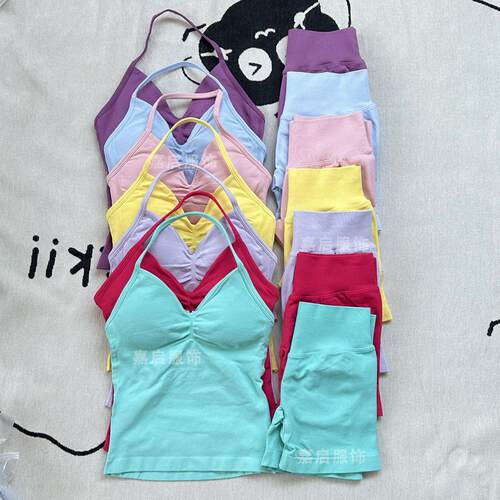 V-neck vest shorts set, women's yoga exercise fitness set
