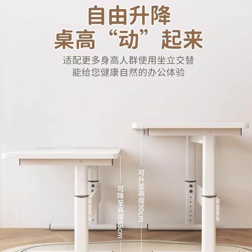 可升降桌电脑桌台式书桌学生家用学习桌简约办公桌写字桌子工作台