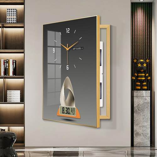 抽象轻奢电表箱装饰画带钟表时钟配电箱万年历挂画电闸遮挡免打孔