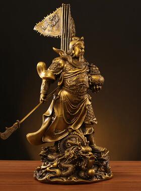 直销新款铜关公关二爷铜像武财神关公黄铜客厅摆件供奉开业工艺品