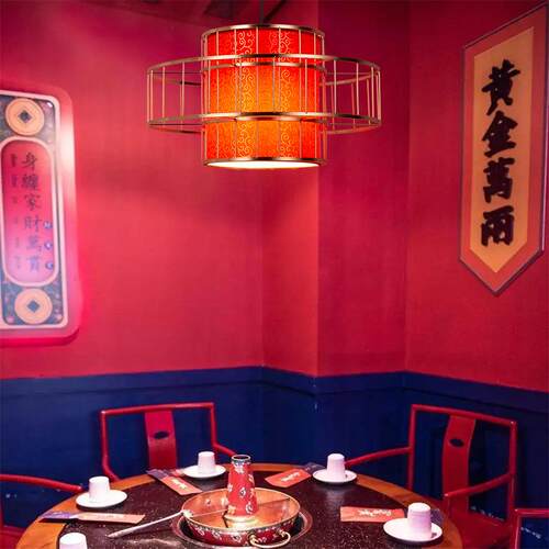 新中式国潮风灯笼吊灯餐饮饭店火锅店个性餐厅灯具店铺商用带射灯