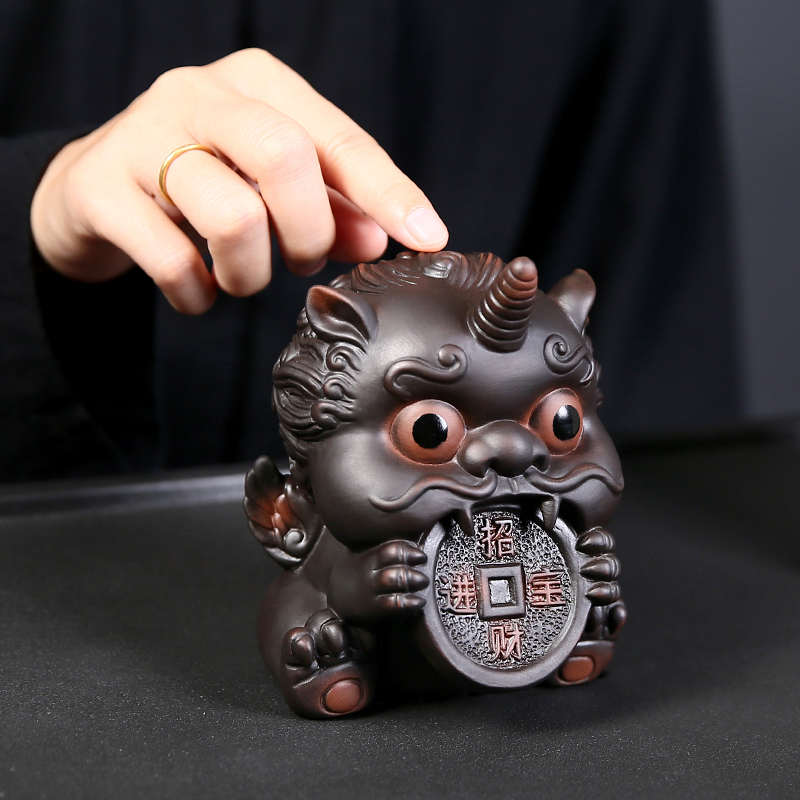 紫陶招财貔貅茶宠精品可养茶玩茶桌茶盘茶宠物装饰品摆件茶具配件