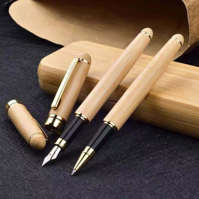 复古竹子钢笔套装高档宝珠笔签字笔木质圆珠笔木头笔套装 木钢笔